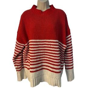 Wonderly Red and Cream Mock Turtleneck Knit Sweater Size XXL Pre-owned